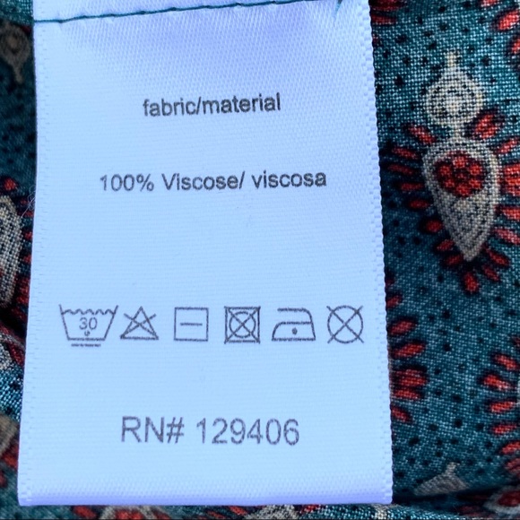 Lascana for Venus Boho Paisley Tunic Top with Fringe Tie Women Medium - Picture 8 of 11